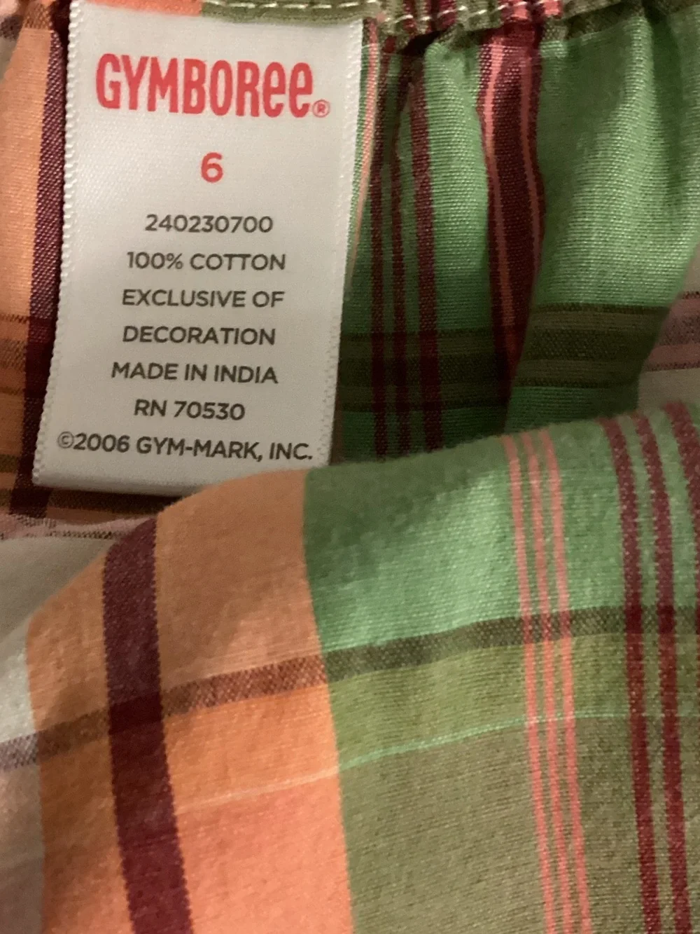 Coral Reef Vintage Gymboree Madras Plaid Dress With Spaghetti Straps Size 6